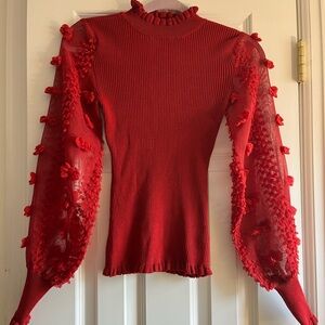 Almost Famous Red Puff Sleeve Sweater